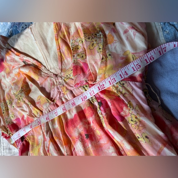 Free People Womens Pink Floral Freddy Tie Fruit Punch Boho Mini Dress Small - Picture 10 of 16